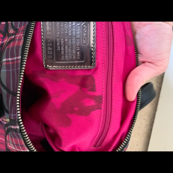 Vintage Plaid Coach Purse with Sparkly Black Handles - Picture 5 of 5